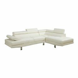 New in box sectional sofa white leather chrome legs 106x77