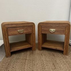 2 Vintage Pencil Reed Nightstands Side Tables