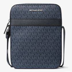 Michael Kors Cooper Men Signature Logo Shoulder Crossbody Flight Bag Blue - New