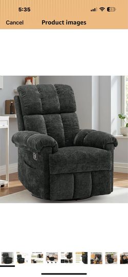 New in box Korser Recliner Chair, Swivel Rocker Recliner Chair for Adults, Small Recliners for Small Spaces, Upholstered Manual Recliner with Side Poc