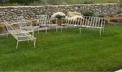 Vintage White Wrought Iron Patio Set