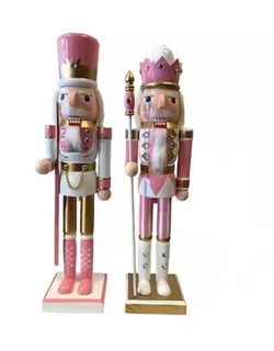 14" Pink & Gold Christmas Nutcracker (Set of 2)

