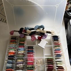 LOT 100 skeins embroidery floss thread carded plus 7 x 11 case cards colors