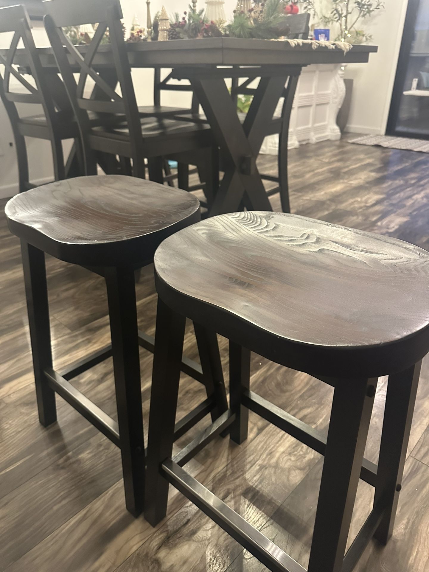 Dark Brown Wooden Stools