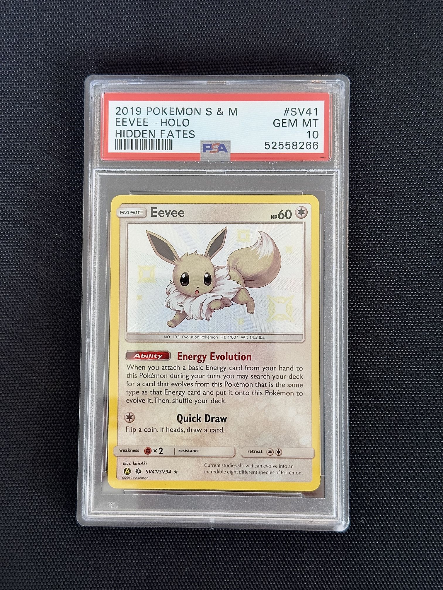 Eevee Shiny Hidden fates PSA 10