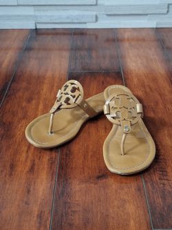 Tory Burch Miller Women's Patent Leather Sandals Walnut, Size 7.5