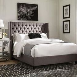 Brand New Grey Tufted Bed — ALL SIZES