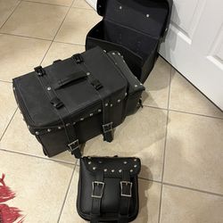 Wilson’s Black Leather Motorcycle Luggage 