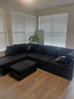 🔥 Brand new black L shape sectional sofa/Couch • Opt ottoman | Pay After Delivery 🚚