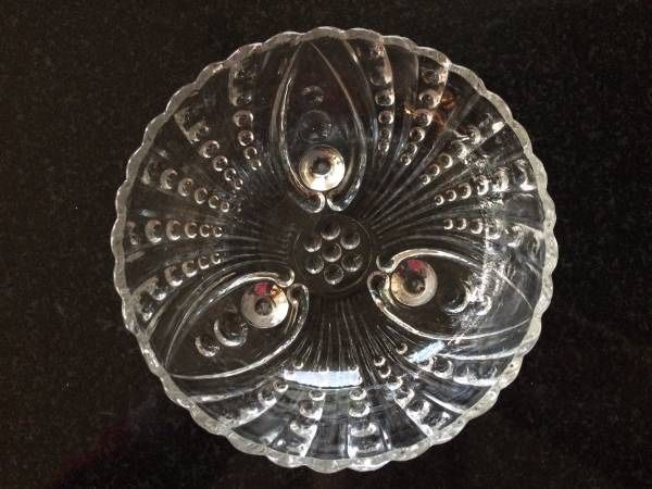 Vintage Anchor Hocking Oyster & Pearl Depression Glass Footed Bowl