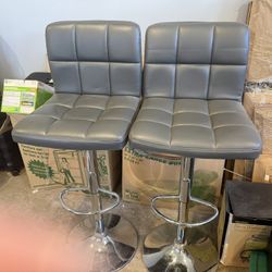 Grey Leather Stools 