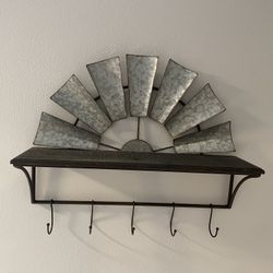 Windmill Wall Shelf With Hooks