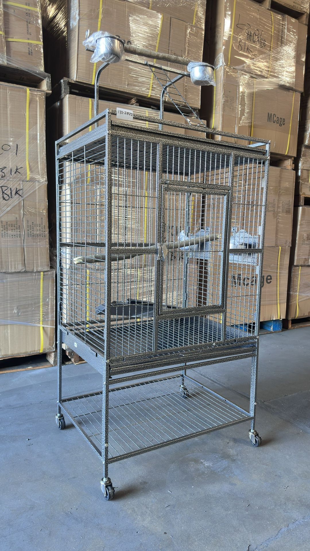 Extra Large Elegant Perch Stand Play Top Walk Ladder Parrot Bird Metal Home Cage On Wheels