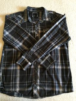 FLAWLESS MENS BKE WESTERN SNAP SHIRT. LARGE
