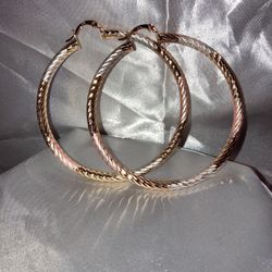 2.5in  Multi Color Hoop Earrings 10k Gold