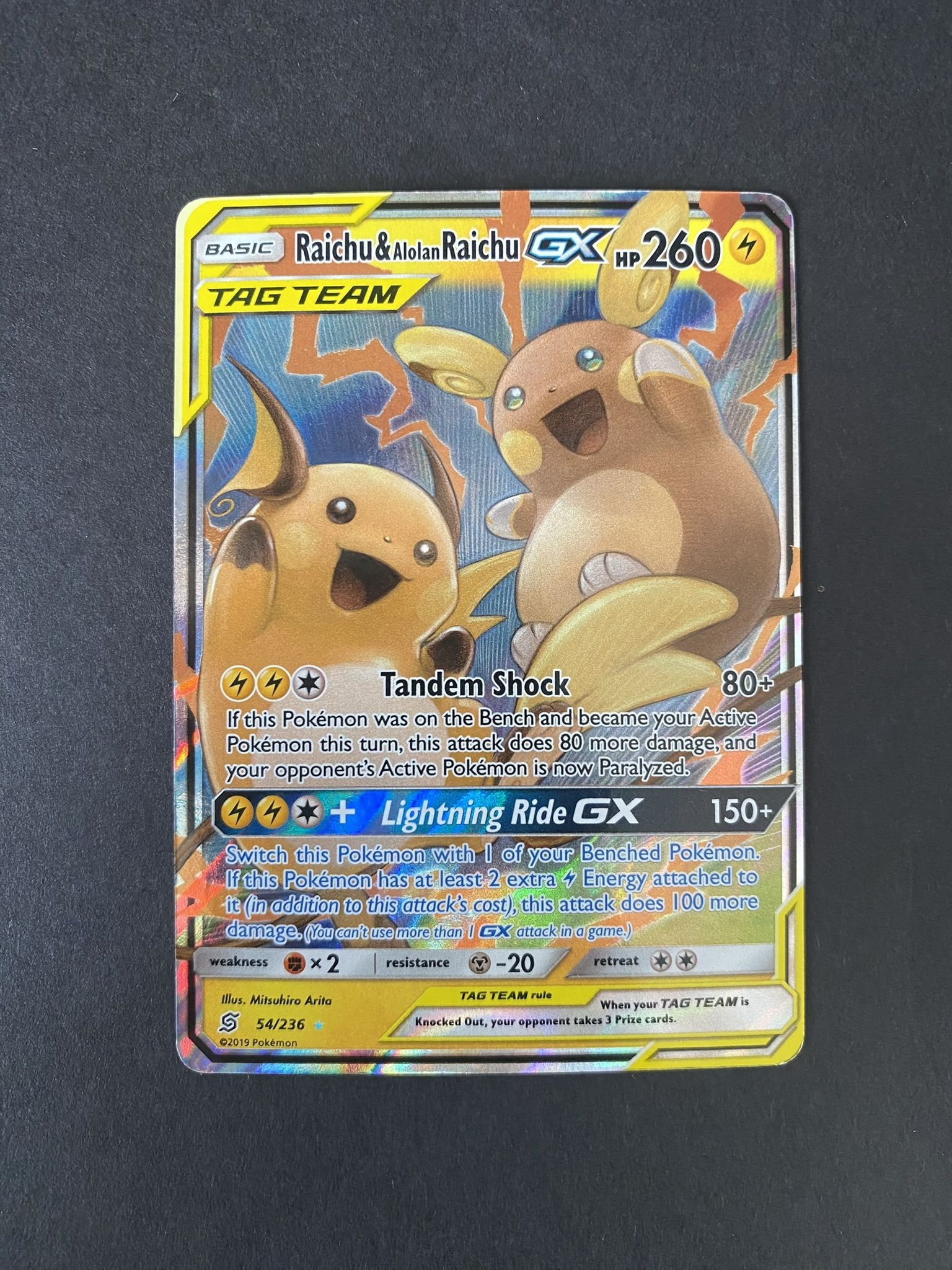 Raichu & Alolan Raichu GX 54/236 Sm-Unified Minds Holo