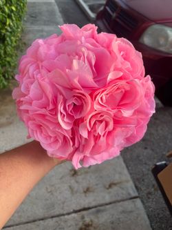 Pink Silk Rose Flower Ball
