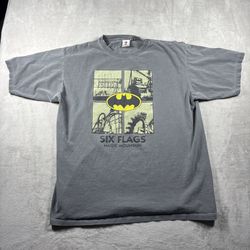 Vintage 6 Flags Batman Rollercoaster Men’s XL Gray DC Comics 2002 Y2K #8F