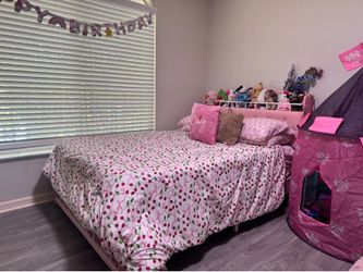 Pink HAUOMS LED bed frame + Mattress