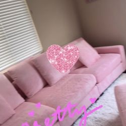 Pink Couch With Ottoman