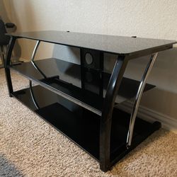 3 tier black tempered glass TV stand