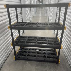 Tough Shelf 48" x 20" x 55 1/4" Black / Yellow Plastic Grid Top 4-Shelf System