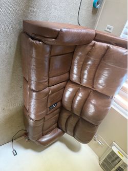 Brown Faux Leather Power Reclining Sofa