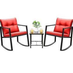 ❤️ 3 Pieces Rocking Wicker Bistro Set