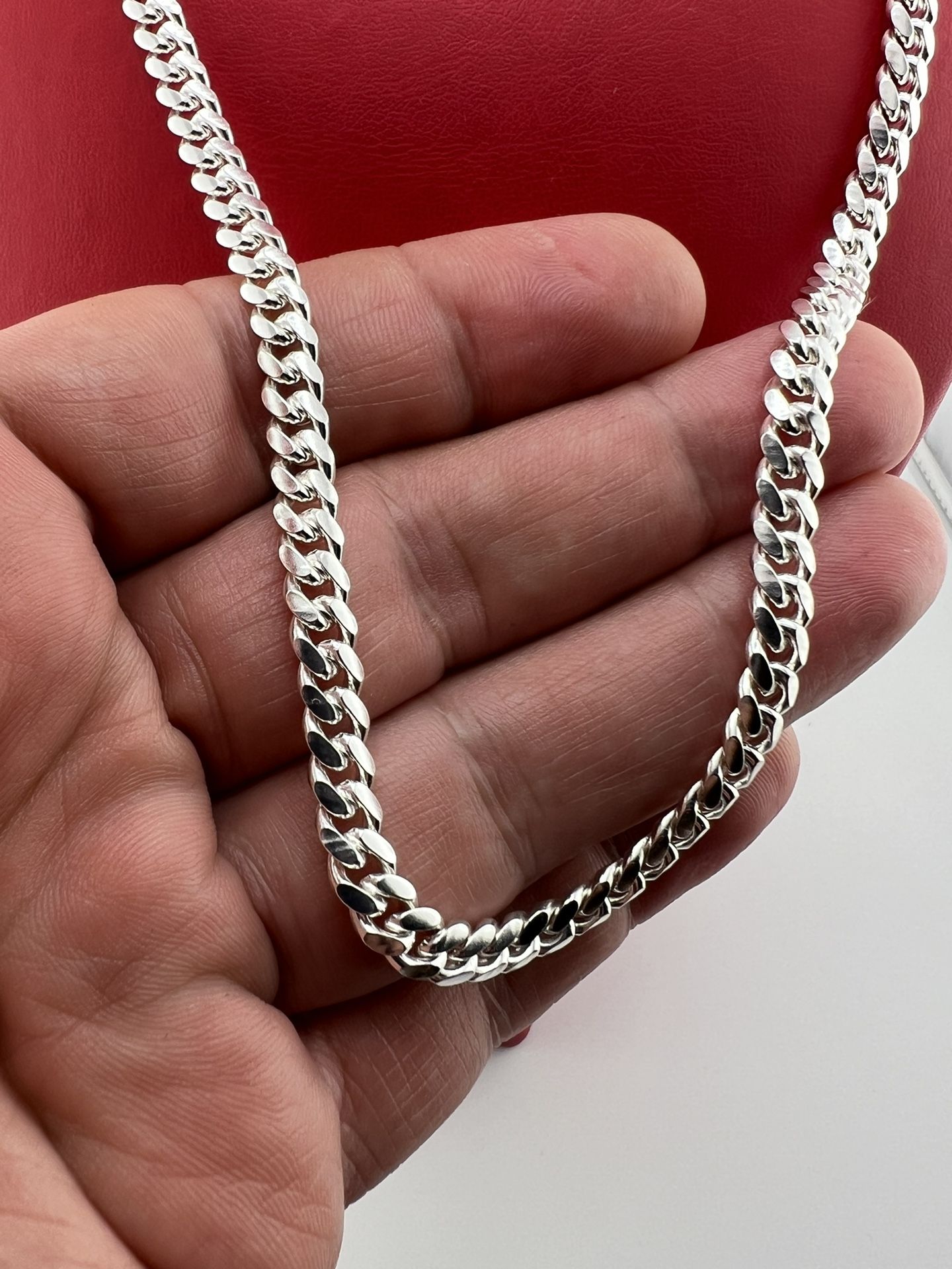 New925 sterling silver cuban link chain Necklace