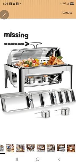 13QT Roll Top Chafing Dishes for Buffet: Stainless steel Chafing Dish Set
Chafers and Buffet