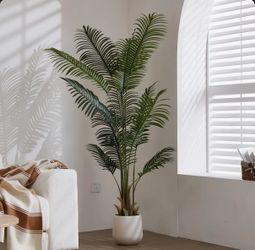 Artificial Palm Tree with White Planter