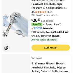 Brand New Sealed Magichome Filtered Handheld Shower Head