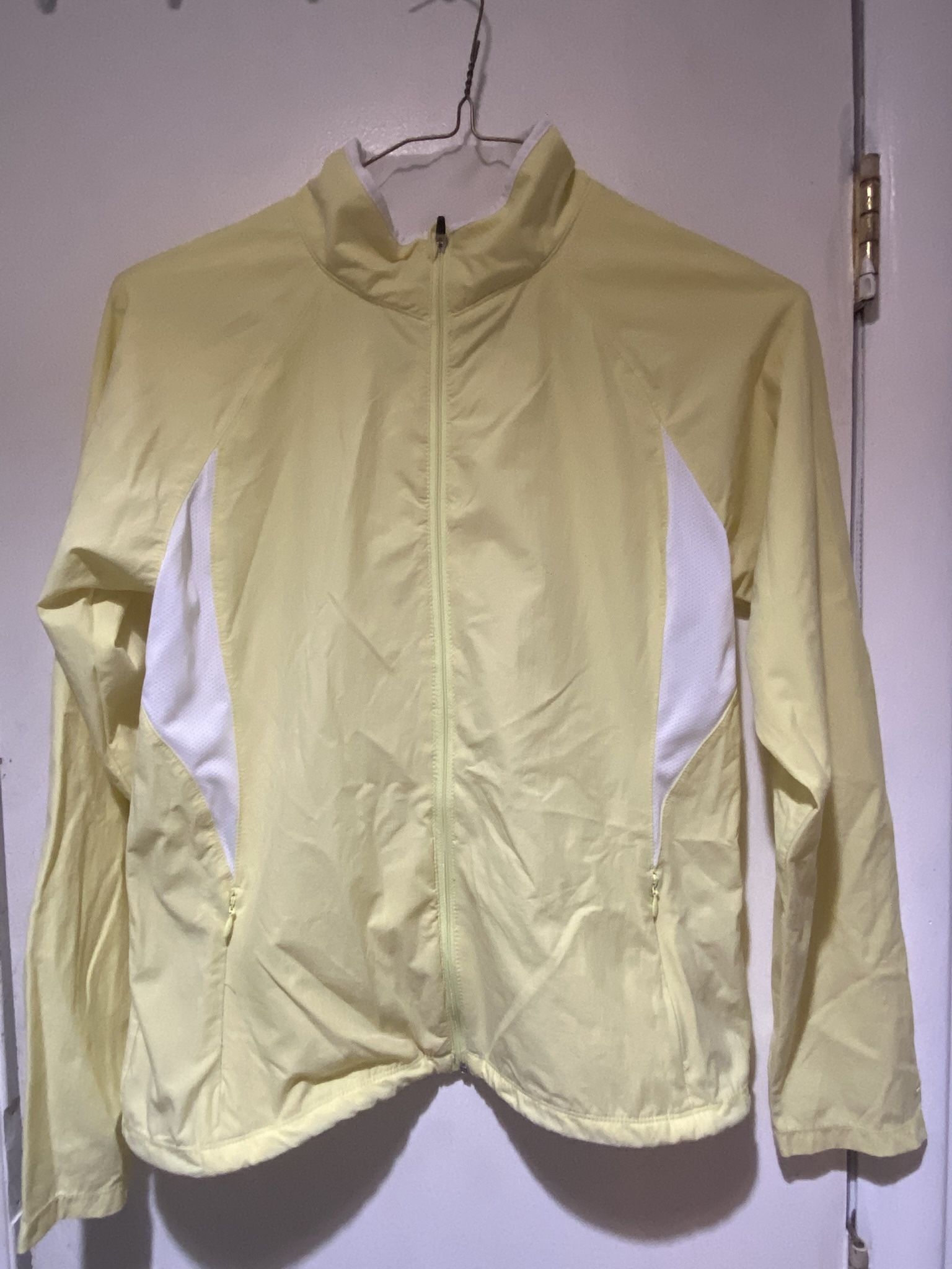 Champion yellow white zip up jacket size medium
