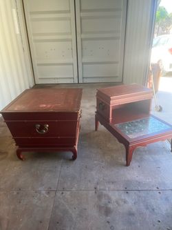 Coffee Table with Glass Inserts-  Asian