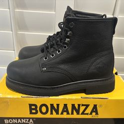 New Bonanza Men's Black Steel-Toe Work Boots (Men’s Size 6.5) - $65