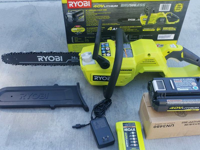Ryobi 40v 14" Chainsaw With Battery And Charger