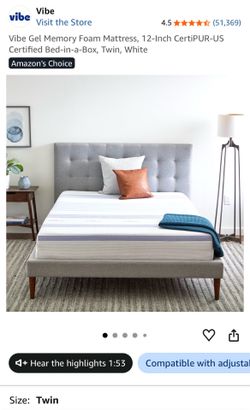 Vibe 12-Inch Gel Memory Foam Twin Mattress