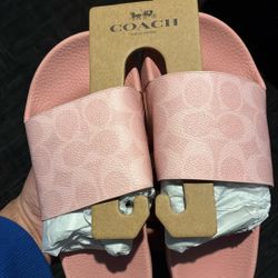 Pink COACH Useless Sport Slide In Signature Canvas