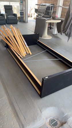 Black Wood Bed Frame with Slats