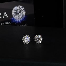 moissanite stud earrings 925  Sterling Silver 2CT BRILLIANT