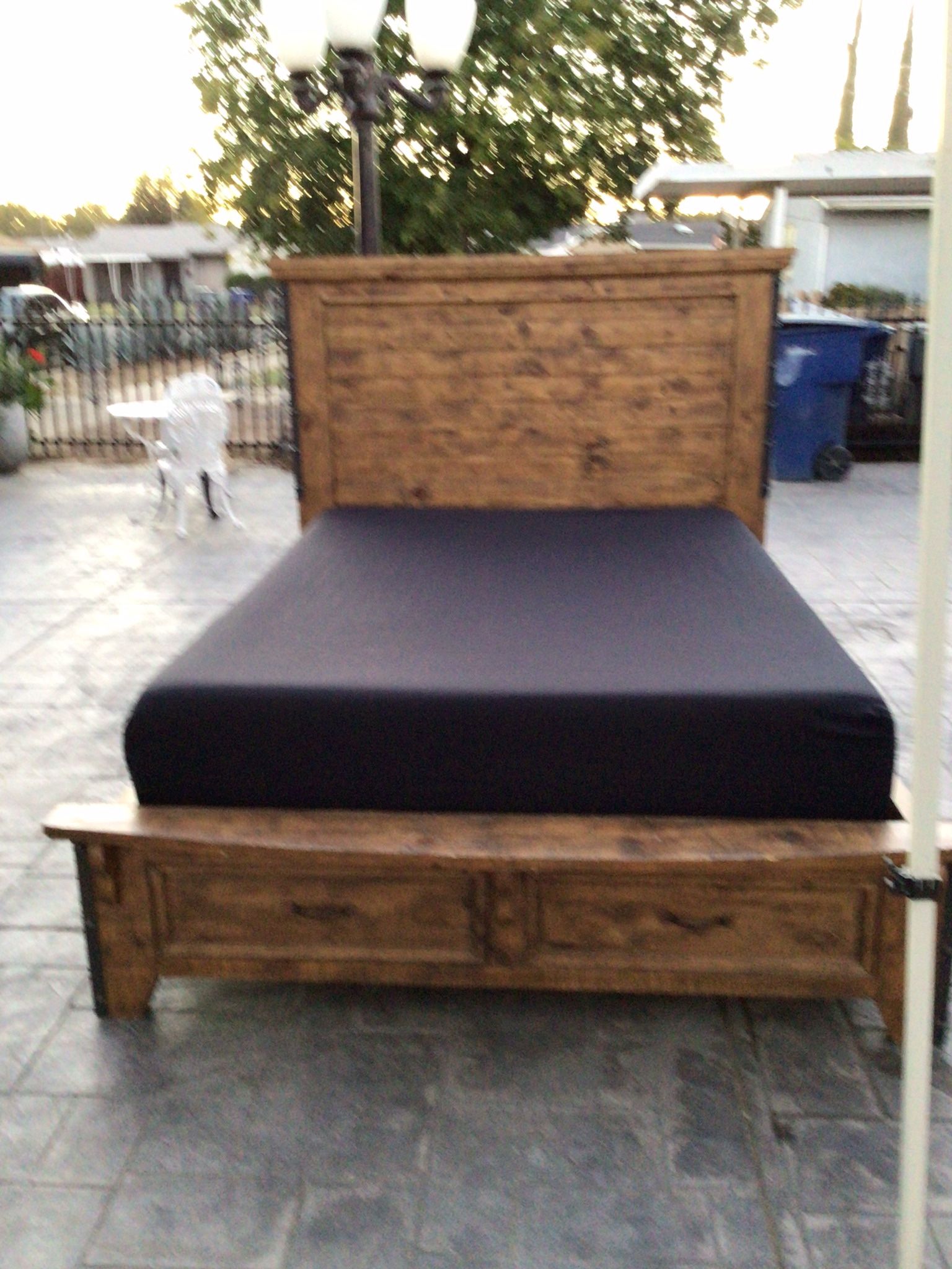 Wooden Queen size Bed Frame with Mattress