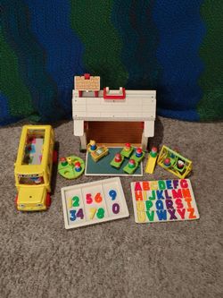 Vintage Fisher Price school and bus