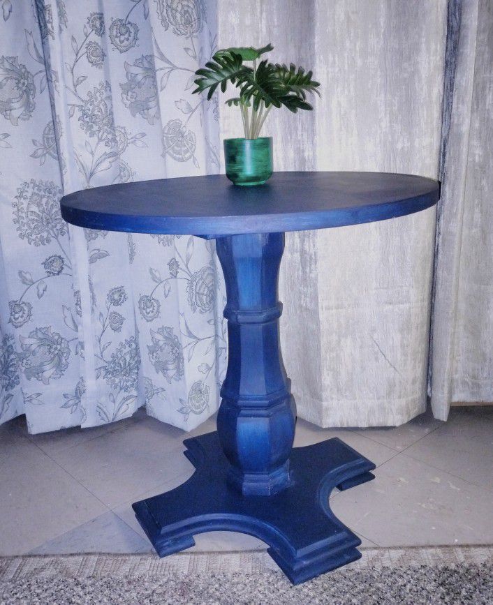 Round Blue Accent Table 