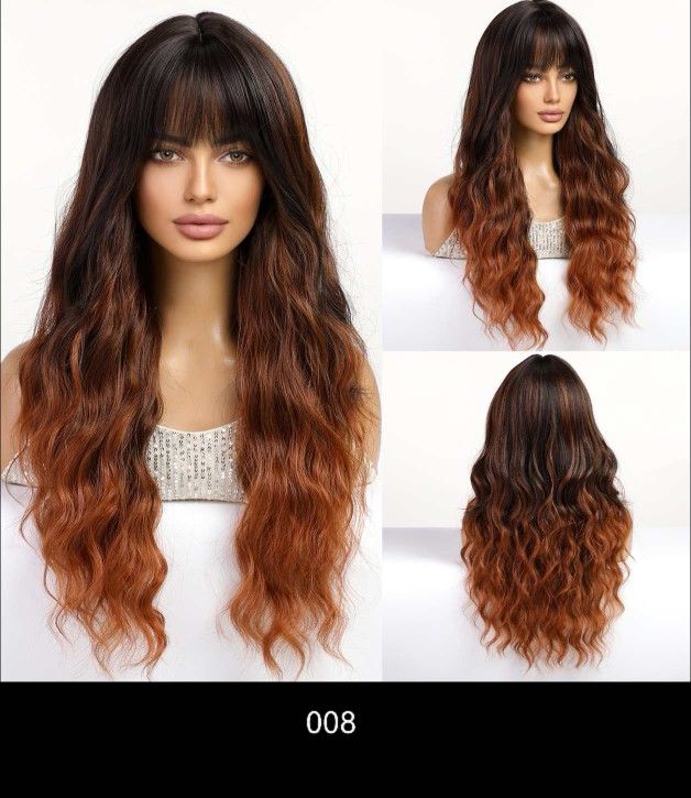 Black and red wavy long wig