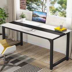 New Computer Desk, 63 inch Large Office Desk Computer Table Writing Desk, Rustic Brown