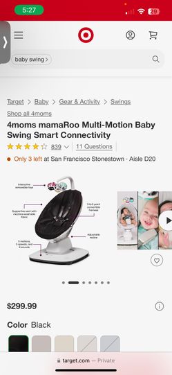 Multi-Motion Baby Swing Smart Connectivity