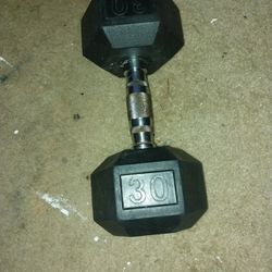 30 Lbs Rubber Coated Hex Dumbell