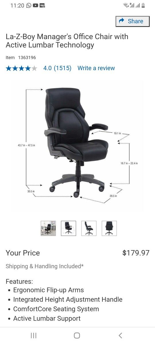 Computer Chair Costco Lazyboy Manager Chair La-Z-Boy Air Lumbar