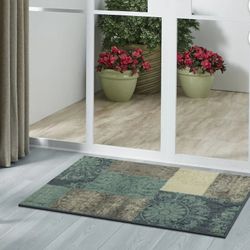 Mainstays Teal Medallion Block Accent Rug