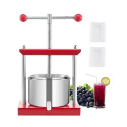 26# 0.8 Gal/3L Fruit Wine Press, 2 Stainless Steel Barrels, Manual Juice Maker, Cider Apple Grape Tincture Honey Olive Oil Making Press with T-Handle 